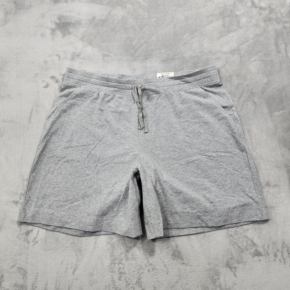NEW Karen Scott Sport Shorts Womens L Gray Jersey Knit Drawstring Pockets Casual